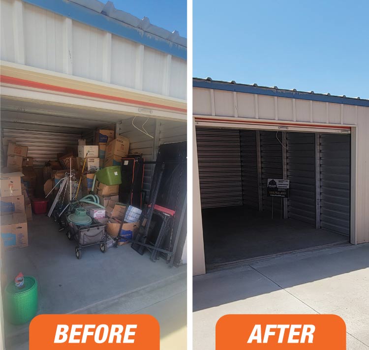 Storage Unit Cleanout — before and after junk removal by Clark's Junk Removal